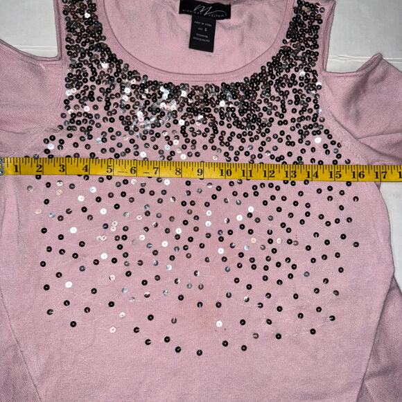 Midnight Velvet Womens Small Sequin Asymmetrical Tunic Top Maximalist Glam Bold - Picture 6 of 8